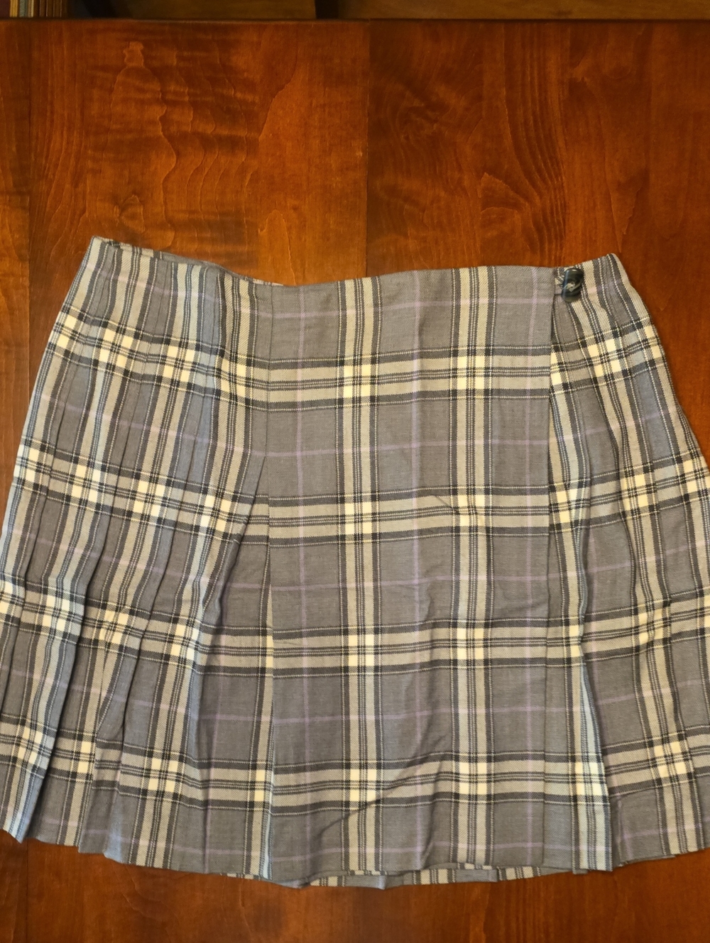 Talbots Gray and Cream Plaid Pleated 0Skirt